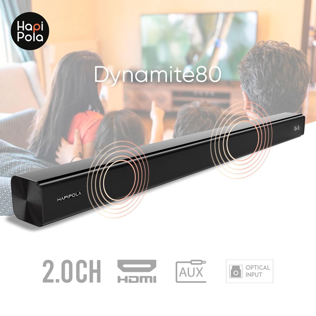 HAPIPOLA Dynamite 80 Soundbar Home Theater 2 CH Soundbar Bluetooth Connectivity
