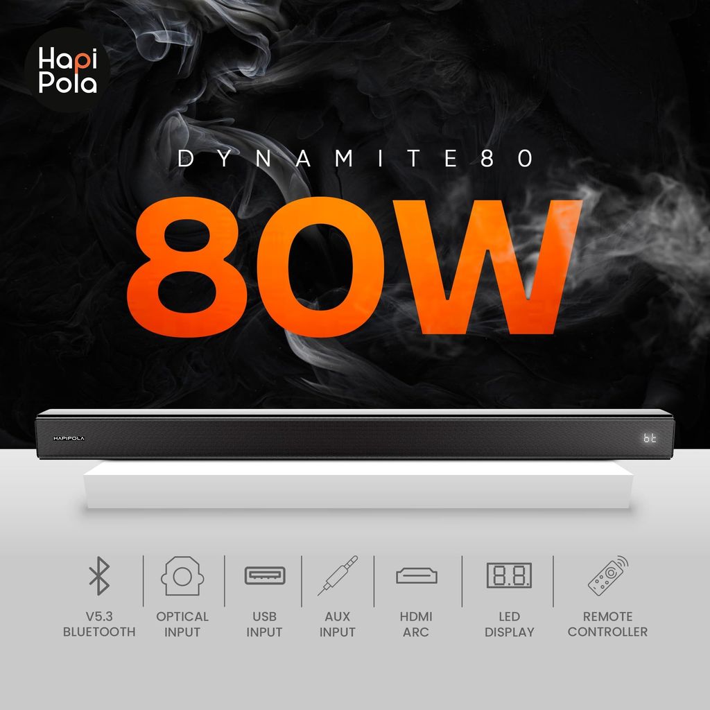 HAPIPOLA Dynamite 80 Soundbar Home Theater 2 CH Soundbar Bluetooth Connectivity