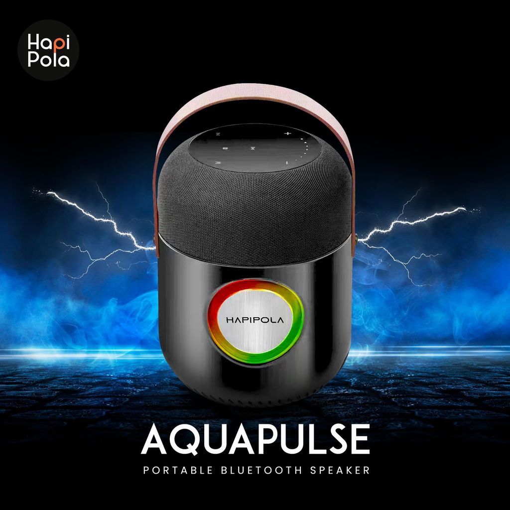 HAPIPOLA BLUETOOTH SPEAKER AQUA PULSE | Immersive Audio 100W Speaker | Good Bass | Light Weight 10+ hours Playback | USB Input | Touch Control | Built-in microphone Hands-free calls | RGB lights