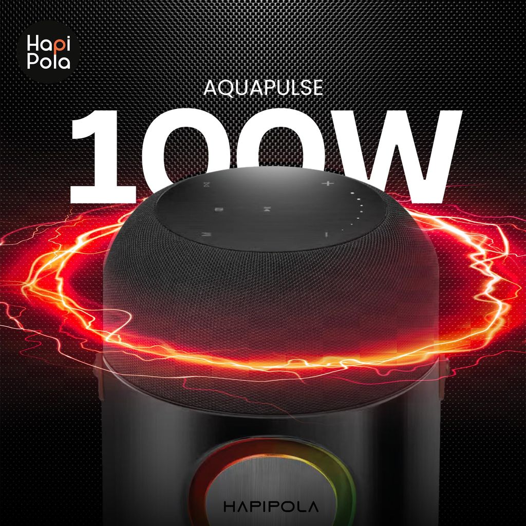 HAPIPOLA BLUETOOTH SPEAKER AQUA PULSE | Immersive Audio 100W Speaker | Good Bass | Light Weight 10+ hours Playback | USB Input | Touch Control | Built-in microphone Hands-free calls | RGB lights