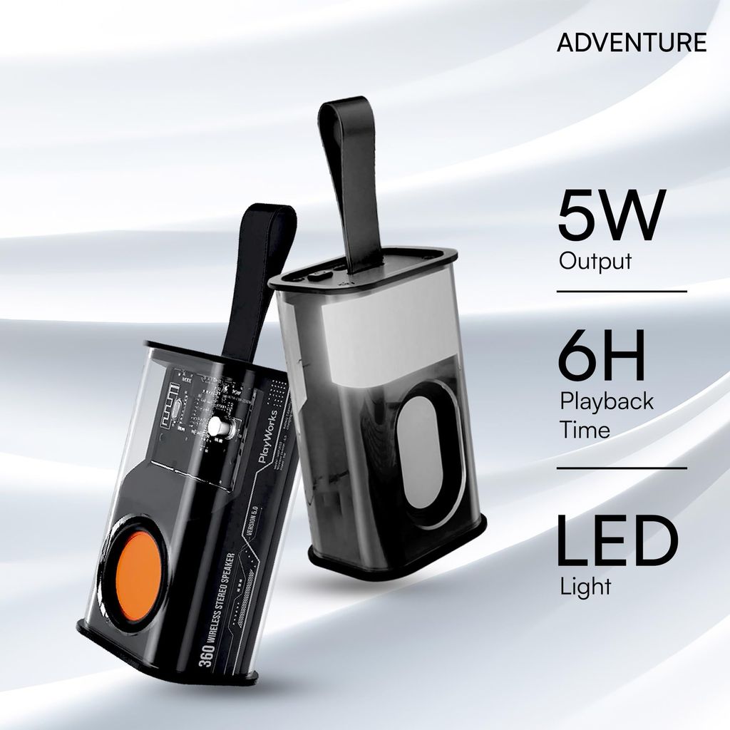 HAPIPOLA ADVENTURE BLUETOOTH SPEAKER Immersive Audio | Good Bass | Light Weight 6 hours Playback | Playback Controls 800mAh Battery | 5.2 Bluetooth | RGB light | Sound | Upto 10m Range