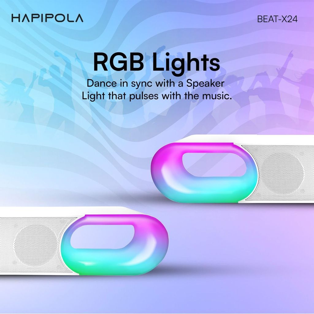 HAPIPOLA BEAT-X24 BLUETOOTH SPEAKER Immersive Audio Good Bass | Light Weight 8 hours Playback | Playback Controls 5.3 Bluetooth | FM Radio | AUX, USB, TF Card True Wireless