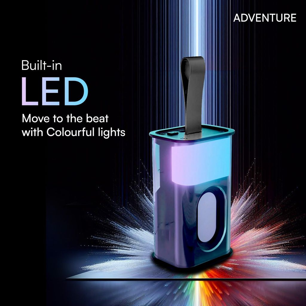 HAPIPOLA ADVENTURE BLUETOOTH SPEAKER Immersive Audio | Good Bass | Light Weight 6 hours Playback | Playback Controls 800mAh Battery | 5.2 Bluetooth | RGB light | Sound | Upto 10m Range