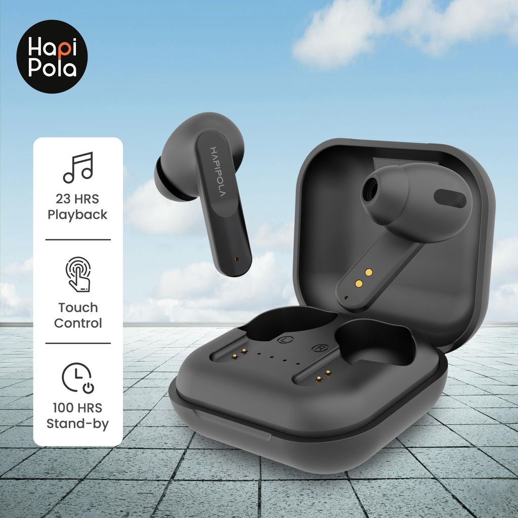 HAPIPOLA TWS Killer Bluetooth v5.0 Light Weight | 100 Hours Stand-by 23 Hours Playback | Touch Control Type C Interface