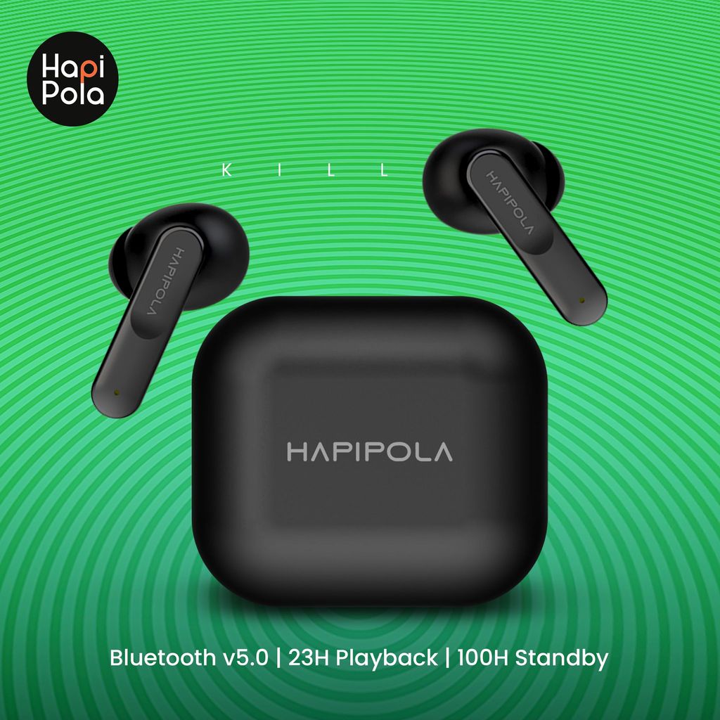 HAPIPOLA TWS Killer Bluetooth v5.0 Light Weight | 100 Hours Stand-by 23 Hours Playback | Touch Control Type C Interface