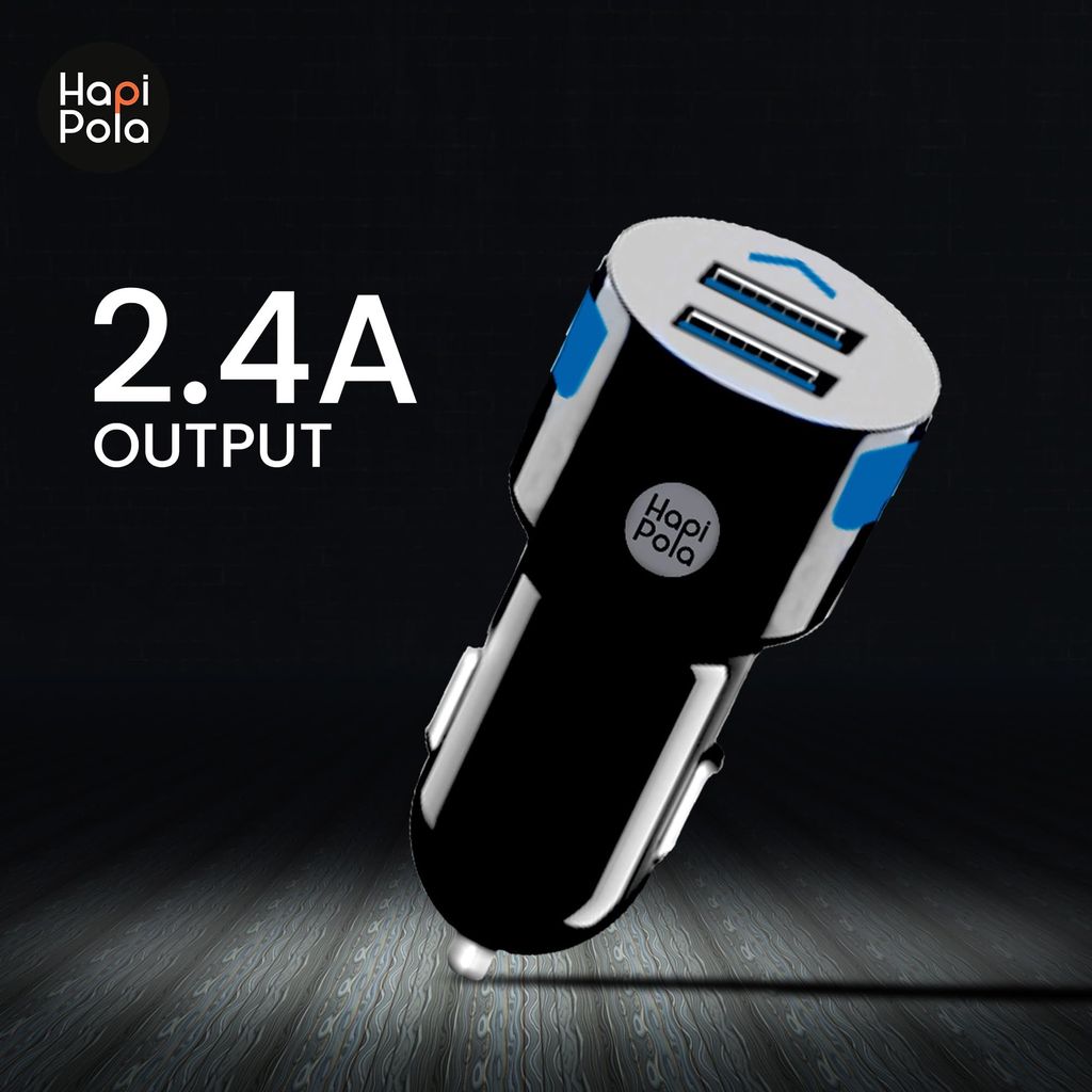 HAPIPOLA CAR Accessories Duo | 12W Output | Fast Charging 2X USB Output Sleek and Compact Design