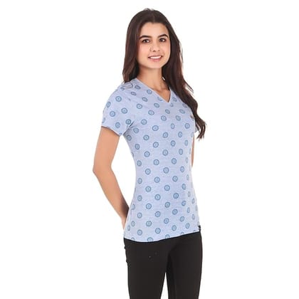 Dustin Women's V-Neck Printed Regular Fit Half Sleeve Comfortable Cotton Tee/Top/T-Shirt