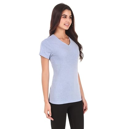 Dustin Women's V-Neck Solid Regular Fit Half Sleeve Comfortable Cotton Tee/Top/T-Shirt