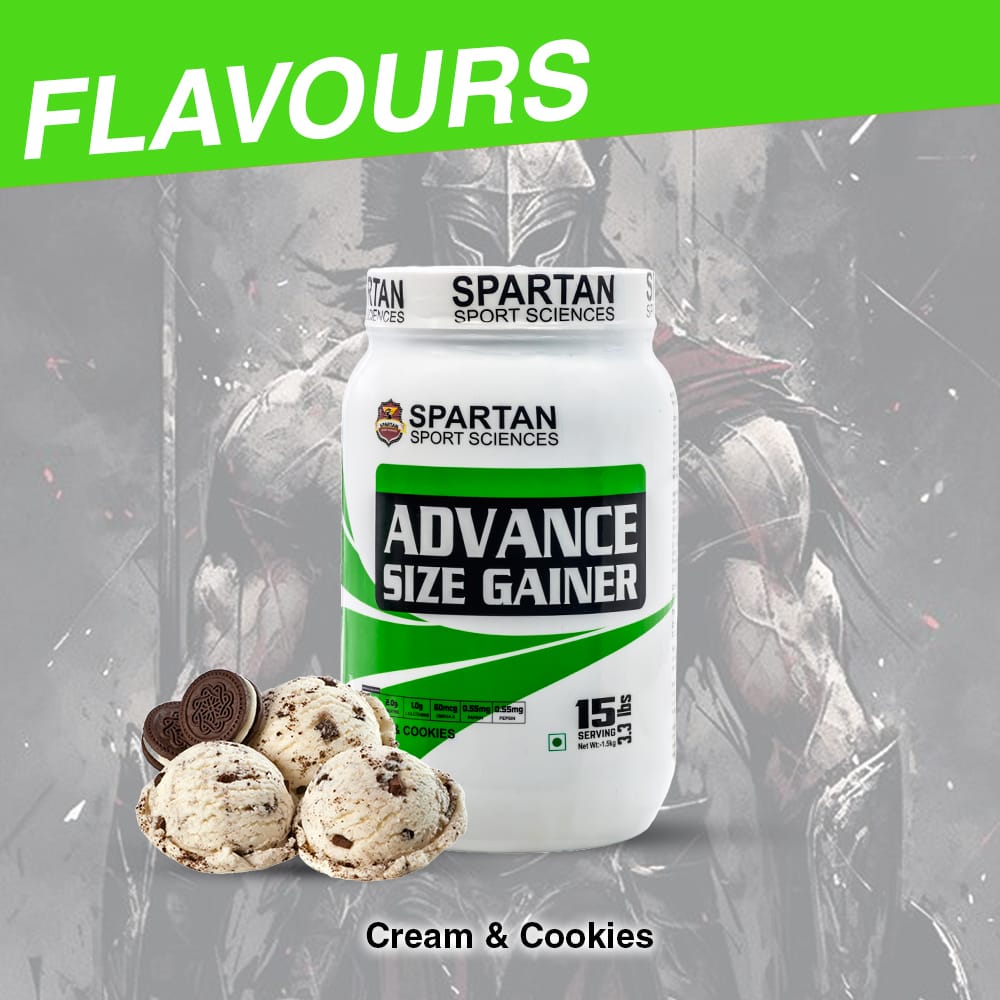 SPARTAN SPORT SCIENCES Advance Size Gainer | Muscle Mass & Weight Gainer Powder with Highest Protein and Carbohydrates with 13 Multivitamins & Minerals for Men & Women 1.5 Kg