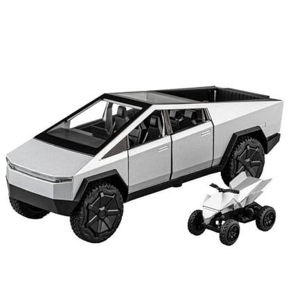 KTRS ENTERPRISE 1:24 Alloy Metal Pull Back Die-cast Car Model Car Pull Back car Super car with Openable Doors with Sound and Light Doors & Light Music Boys Toys for Kids (Tesle Tepickup)