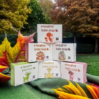 naughty baby soft & gentle Glycerin floral Scent baby soap bar with Badam Oil and Rakhta Chandan. Pack of 6x75 gm naughty baby soft & gentle Glycerin floral Scent baby soap bar with Badam Oil and Rakhta Chandan. Pack of 6x75 gm