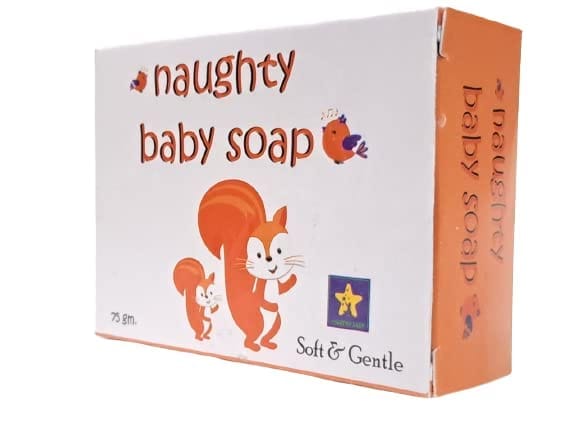 naughty baby soft & gentle Orange soap bar with Badam Oil and Rakhta Chandan. Pack of 3x75 gm