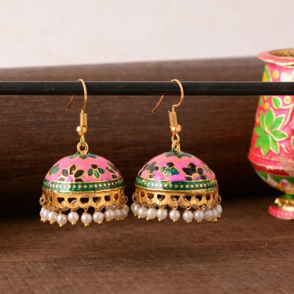 Multicolor Meenakari Jhumka Earrings – L