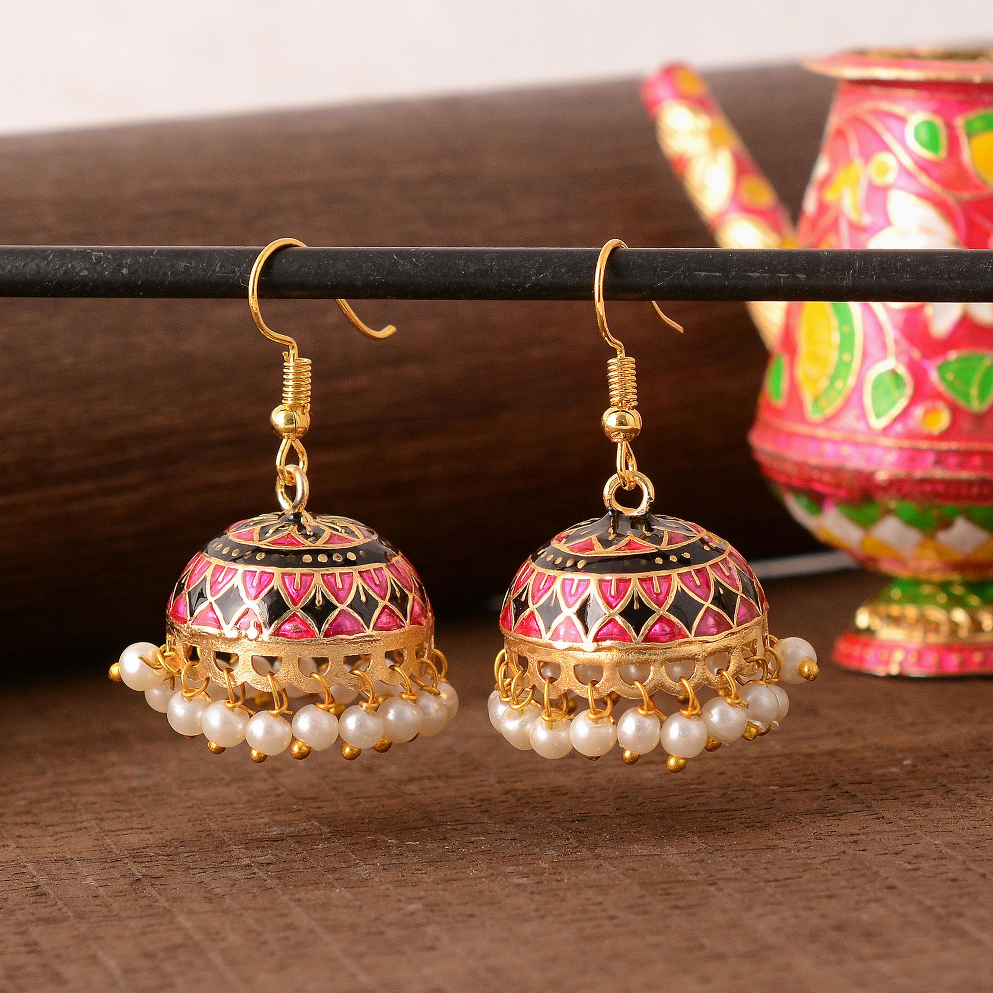 Multicolor Meenakari Jhumka Earrings – M