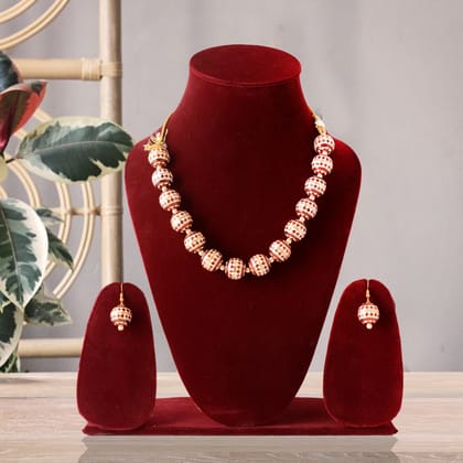 Multicolor Meenakari Beaded Necklace Set With Earrings