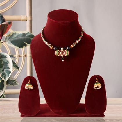 Multicolor Meenakari Mandaliya Necklace Set With Earrings