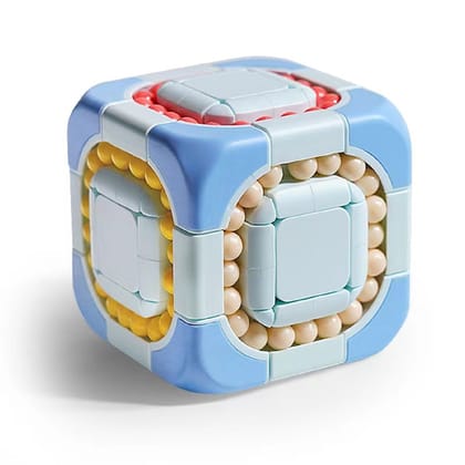 KTRS Enterprise Magic Cube 3x3 Rotating 2 in 1 Magic Bean Cube Children's Educational Puzzle Decompression Shaped Magic Cube Fingertips Creative Toys