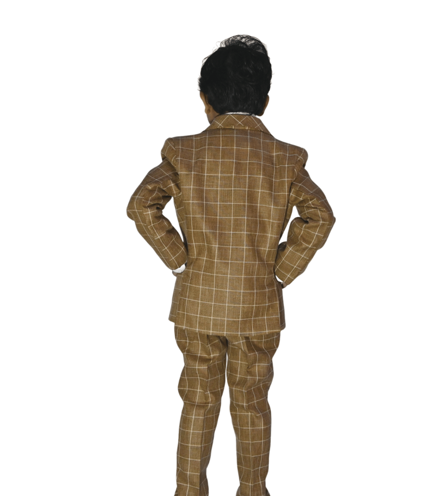 JOYHAAT Kids Boy's 5 Piece Coat Suit For Party/Formal/Wedding/Festival With Brown Color/ Set Of Full White shirt, Pant, Waistcoat, Coat & Bow