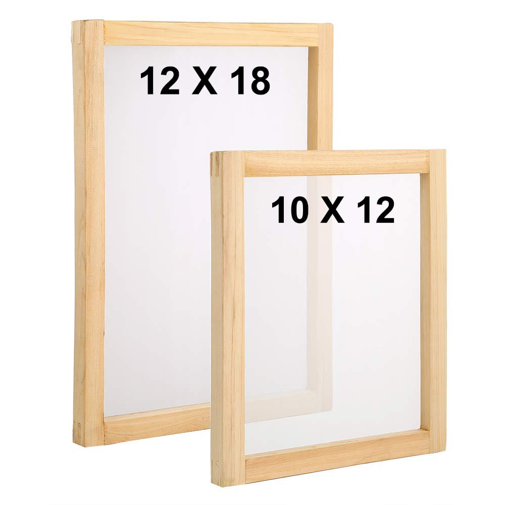 12X18 + 10X12 inch Screen Printing Frame with Pre-Stretched Mesh (Combo Set)
