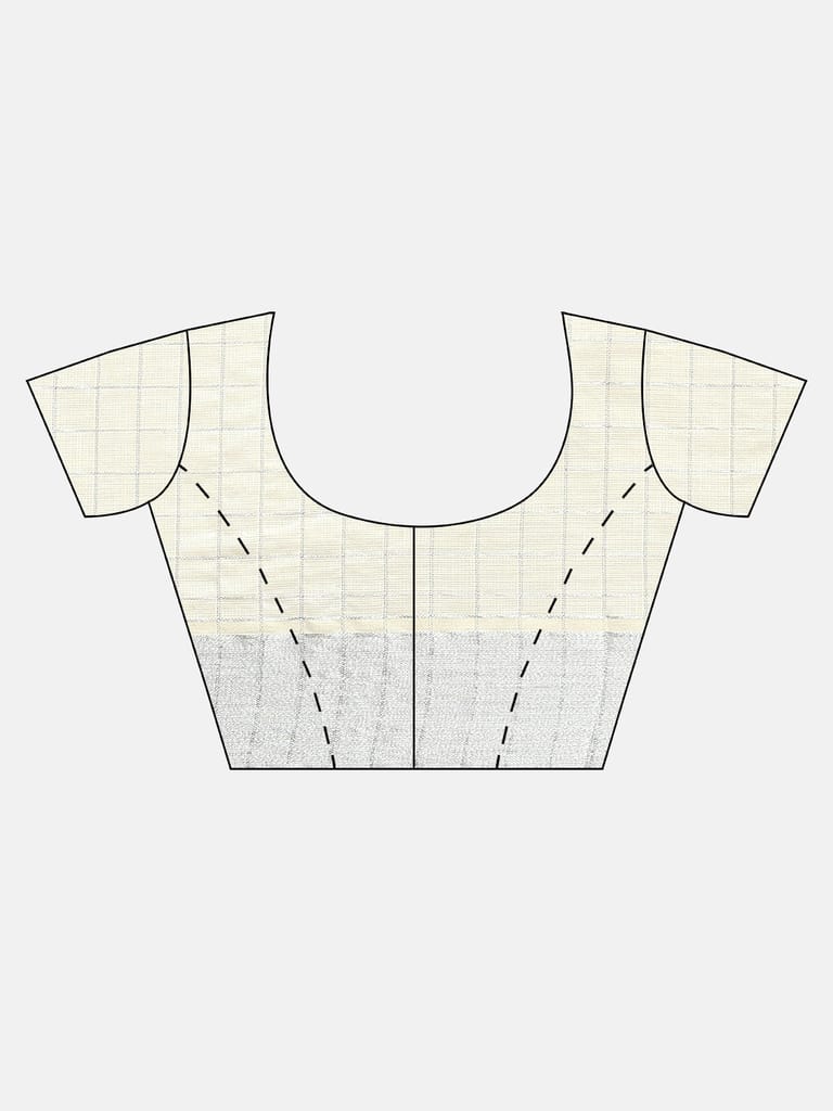 Kerala Saree Cream Silver & Black Colour Jari Border KS86