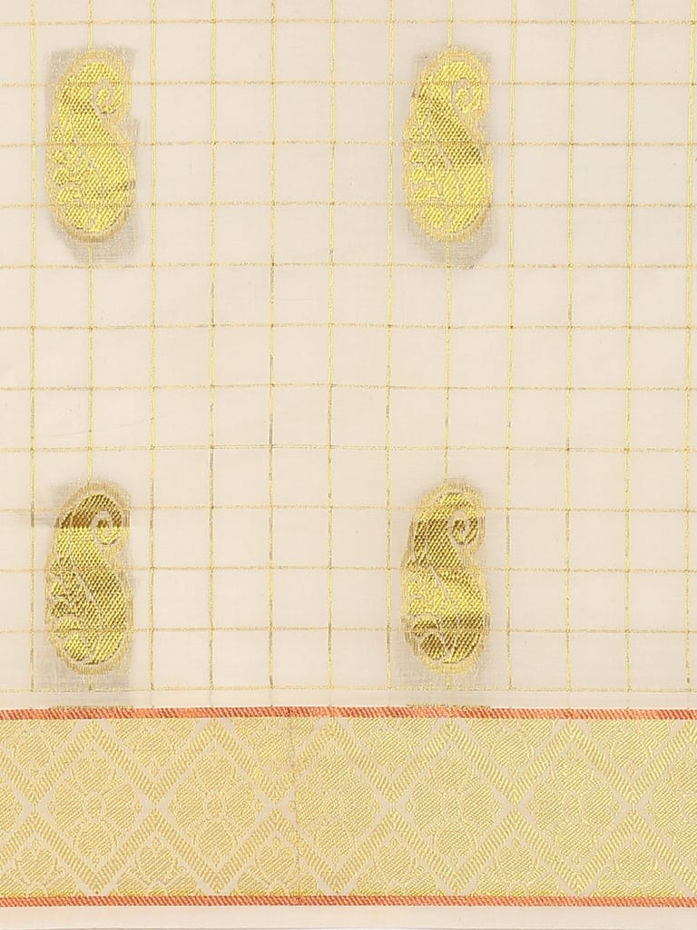 Kerala Cream Gold Jari Weaving Saree