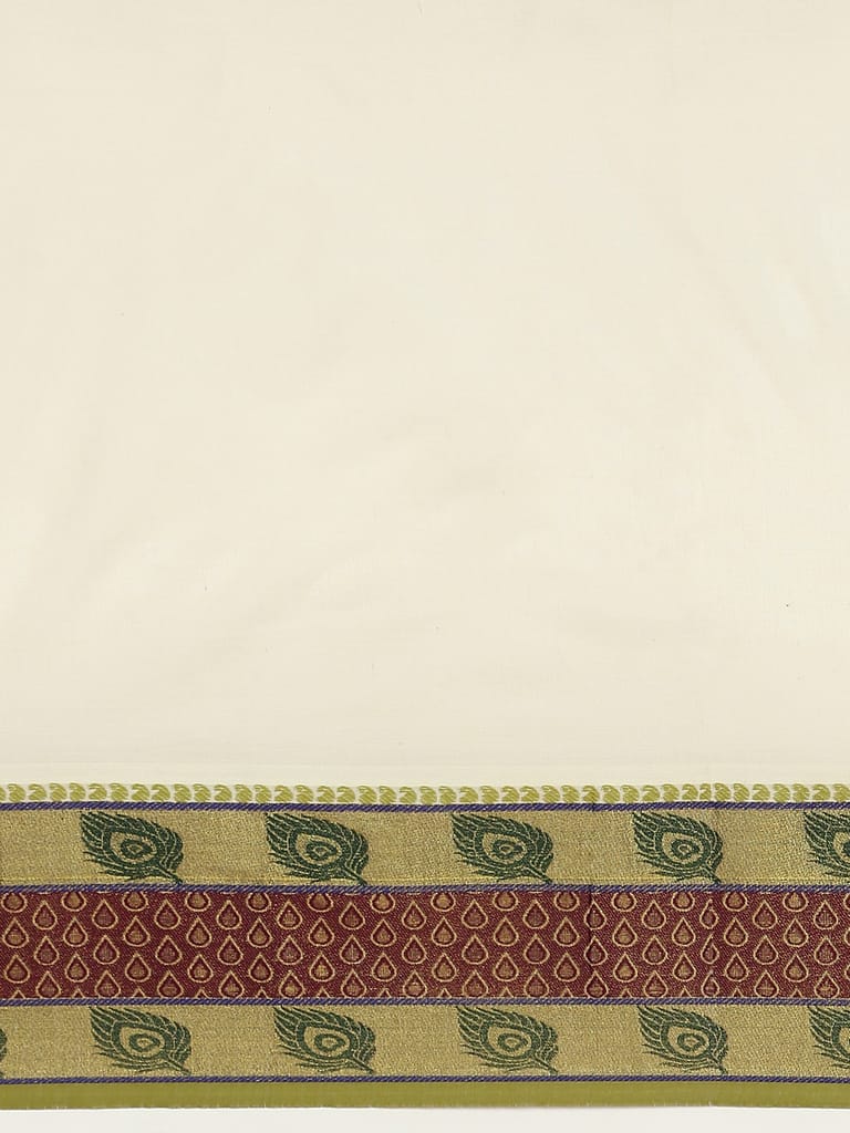 Kerala Cream Gold Jari Weaving Saree