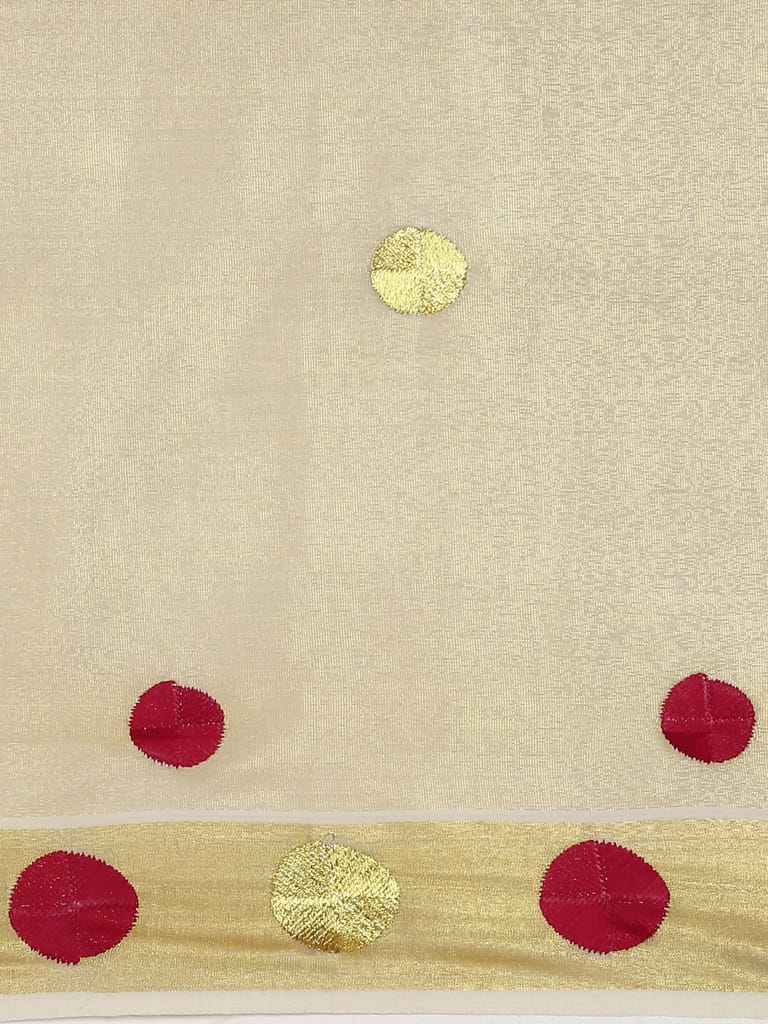 Kerala Cream Gold Jari Weaving Saree