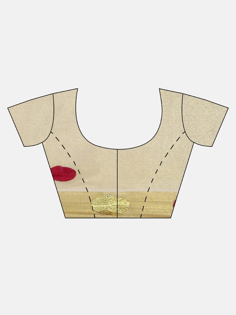 Kerala Cream Gold Jari Weaving Saree