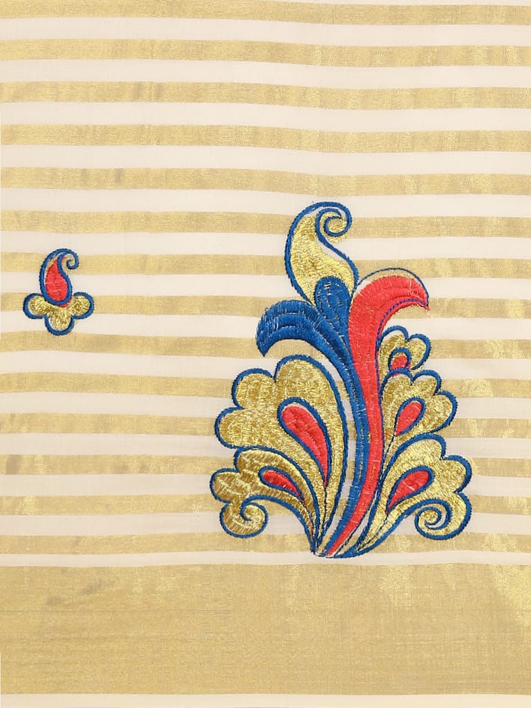 Kerala Cream Gold Jari Weaving Saree