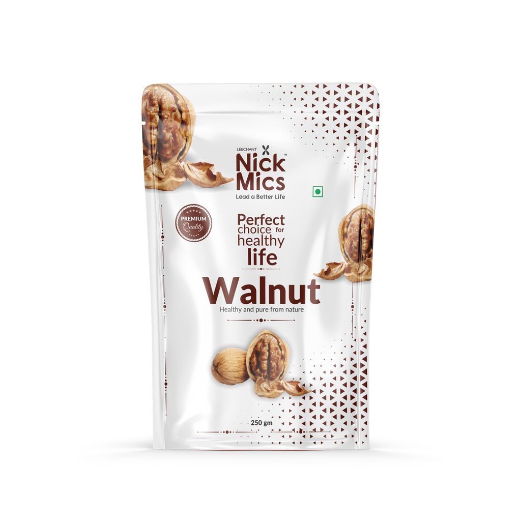 Nickmics Walnut 250 gm | Akhrot |Natural Akhrot | No Preservatives | No Additives | Gluten Free | Vegan | Plant Based | Non GMO | Walnuts Dry Fruit | Walnuts Without Shell | Dry fruits