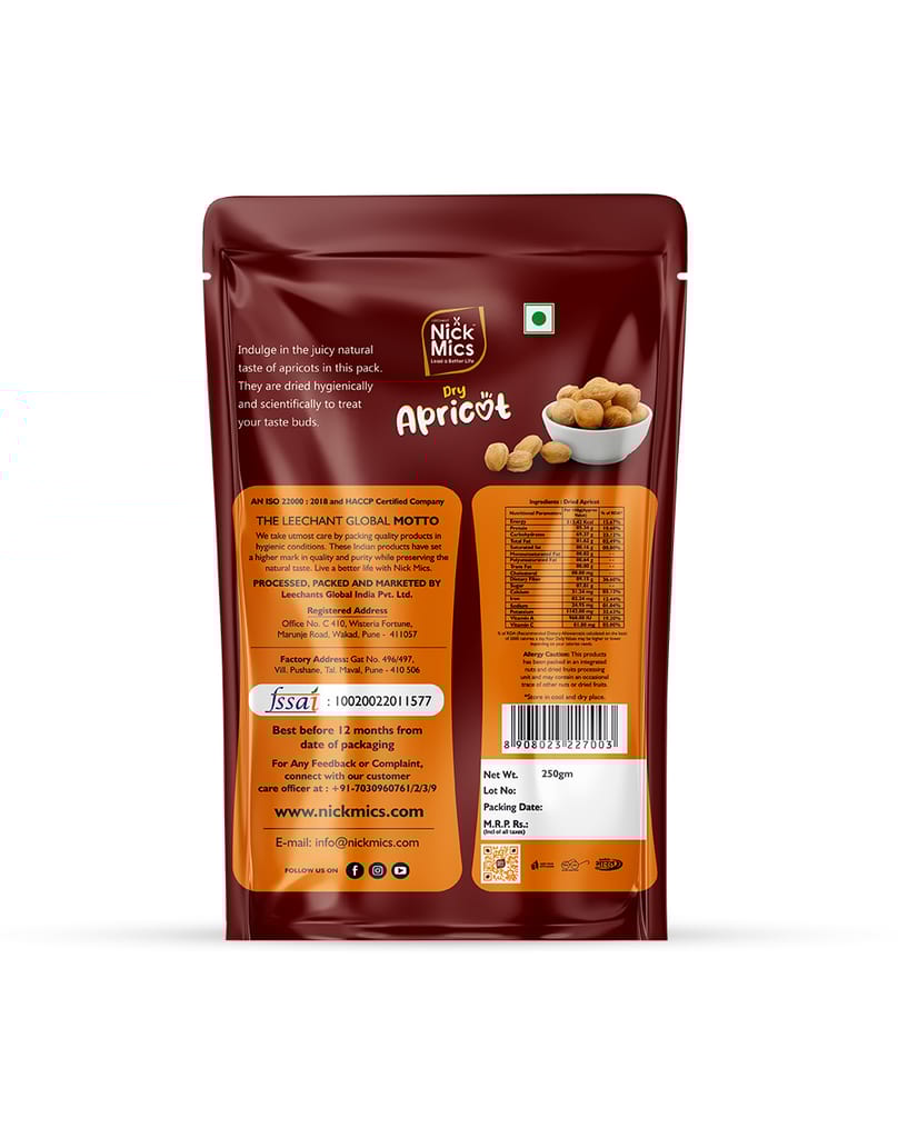 Nick mics Dried Apricot 250gm | Dry Fruits | Apricots  | Apricot Dry Fruits | Dry Apricot |