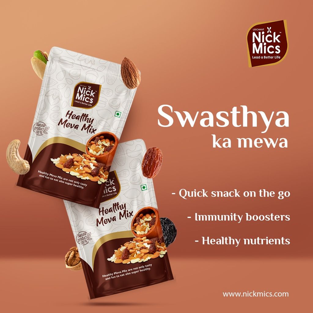 Nickmics Healthy Meva Mix (Mix Nuts) 250 gm | Almonds | Cashews | Delicious | Nutritious | Tasty | Crunchy | Antioxidant Rich