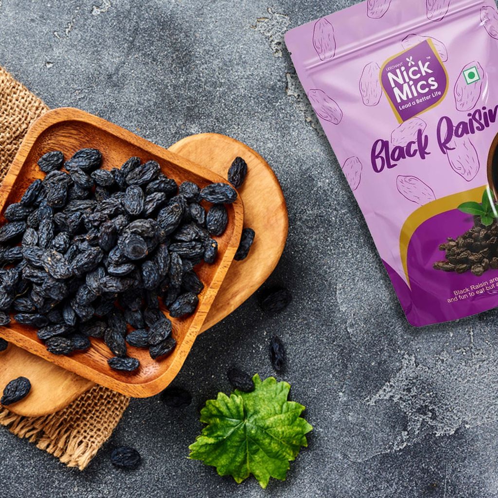 Nickmics Black Kismis 500 gm | Kali Kishmish | Kishmish | Nutritious| Rich in Iron | Naturally Sweet & tasty | Healthy Snacks| Dry Fruit Gift Pack