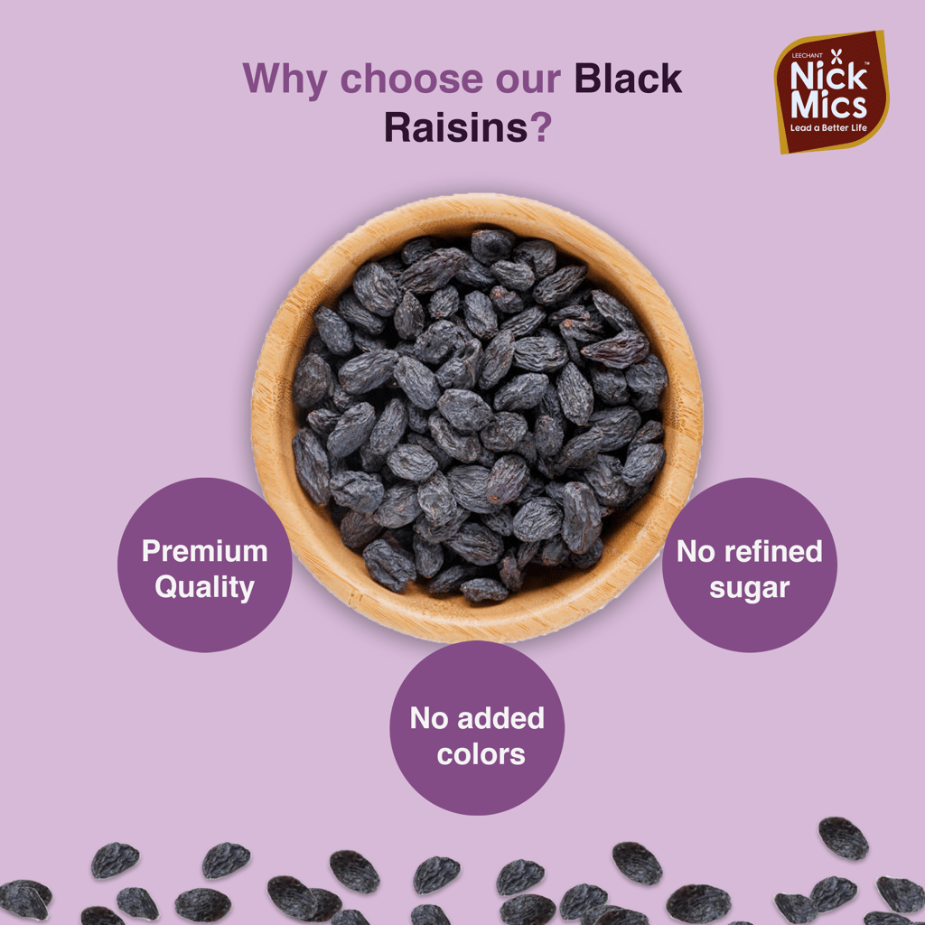Nickmics Black Kismis 500 gm | Kali Kishmish | Kishmish | Nutritious| Rich in Iron | Naturally Sweet & tasty | Healthy Snacks| Dry Fruit Gift Pack