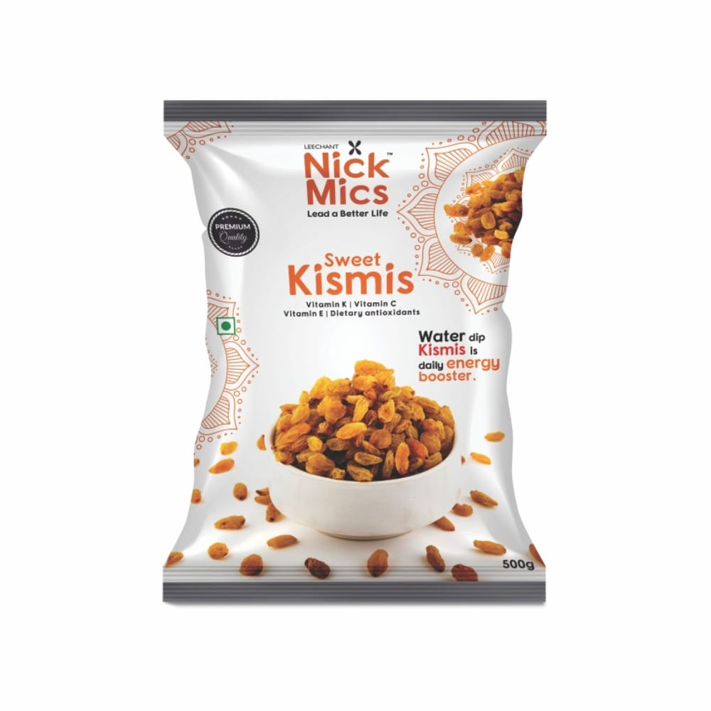 Premium Kismis | 500g | Dry Fruits & Nuts | Nickmics |Nickmics Kismis Premium | Kishmish | Nutritious| Rich in Iron | 100% Natural | Premium Dried Grapes | Naturally Sweet & tasty | |Healthy Snacks|Dry Fruit Gift Pack |
