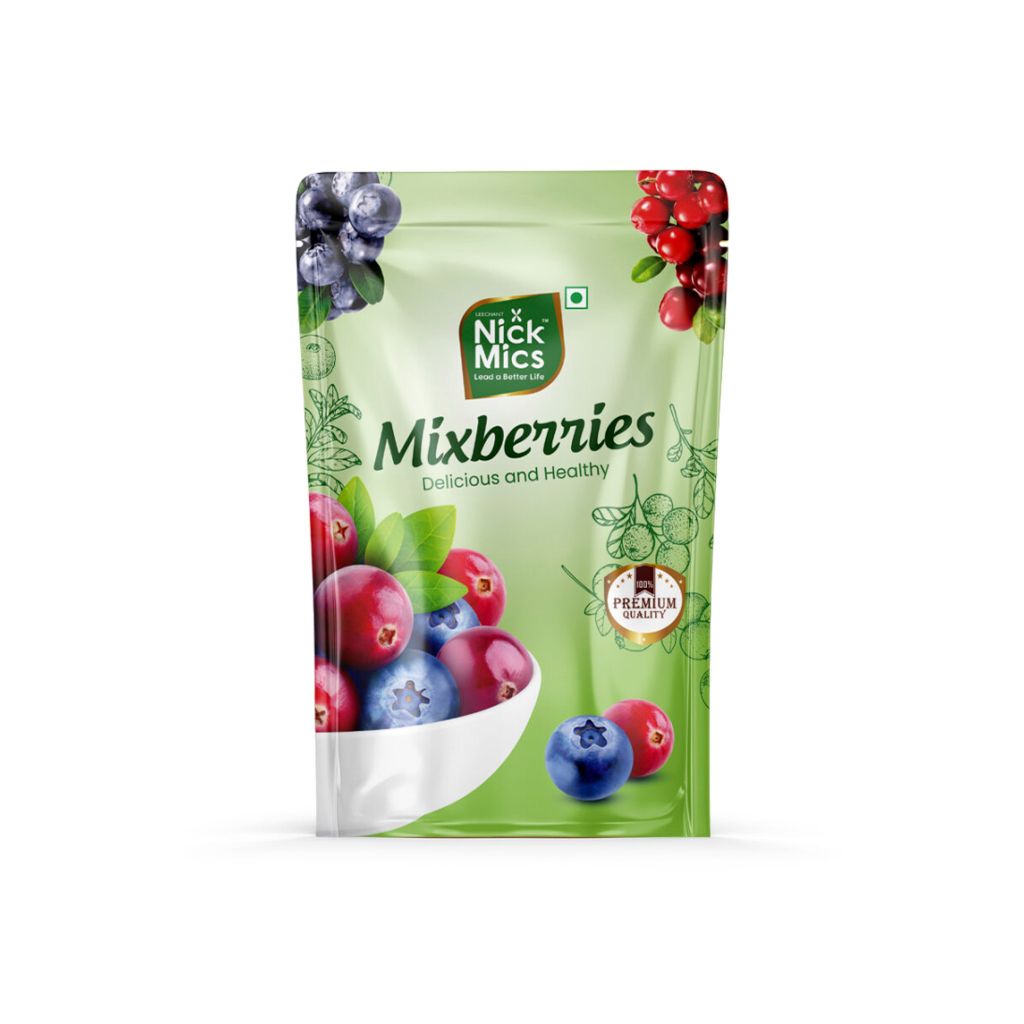 Nickmics Mix Berries 200gm | Dried Berries Mix | Healthly Snacks Contains Cranberry | Dried Cranberries |  Blueberries | Strawberries  | High in Antioxidants