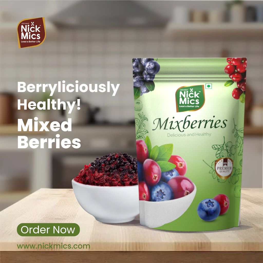 Nickmics Mix Berries 200gm | Dried Berries Mix | Healthly Snacks Contains Cranberry | Dried Cranberries |  Blueberries | Strawberries  | High in Antioxidants