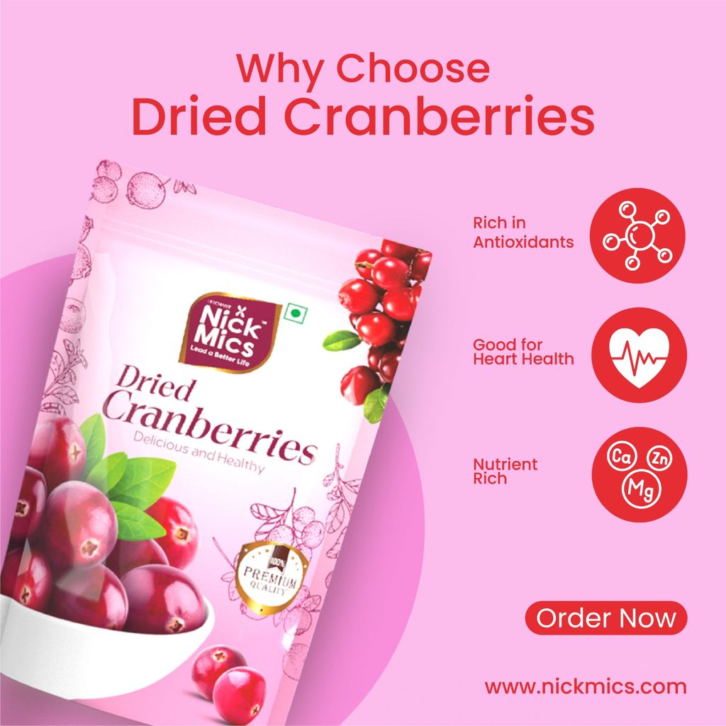 Nickmics Dried Cranberries 200gm | quality cranberries High Antioxidants | Dietary Fiber & No Gluten | Antioxidant Rich | Immunity Booster | Healthy Snack for kids and adult |