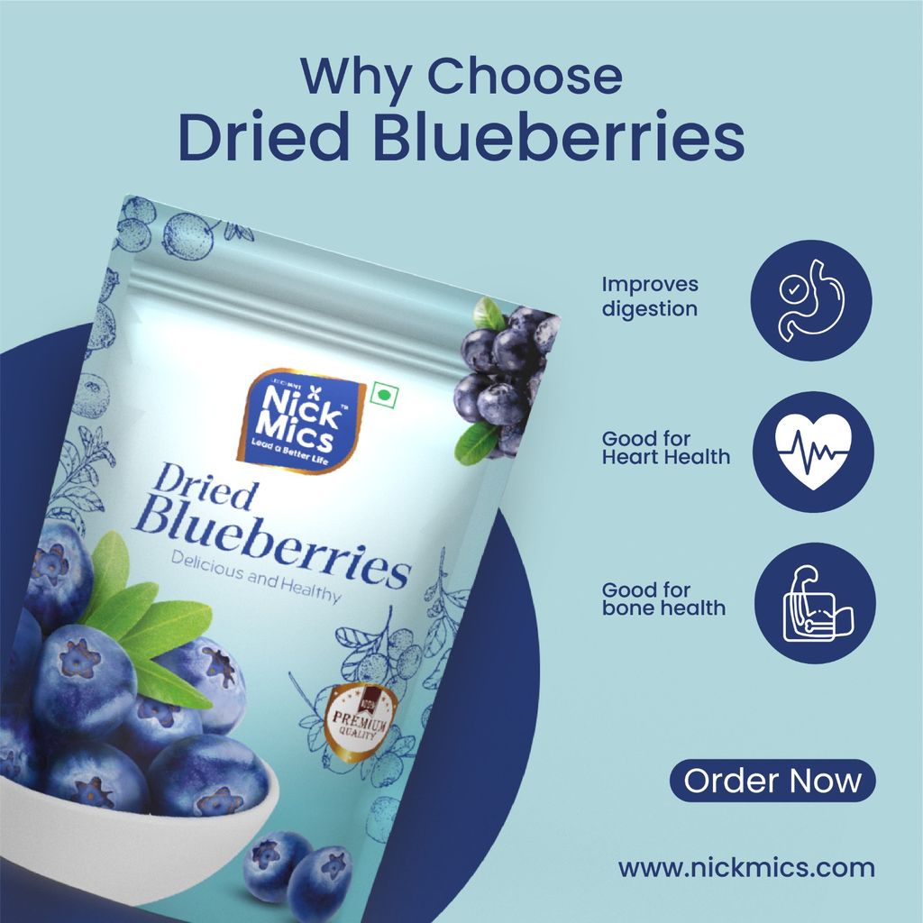 NickmicsDried Blueberries 200gm | Blueberries | Dried Blueberry | Rich in Calcium and Vitamin K |  No Preservatives | Delicious & Healthy Snack | Dry Fruits and Nuts