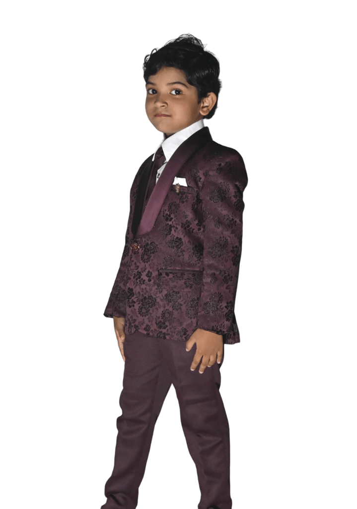JOYHAAT Kids Boy 5 Piece Party/Wedding/Festival/Formal Wear Embroidered Tuxedo Coat Suit/Set of Full Shirt, Pant, Waistcoat, Embroidered Coat & Bow