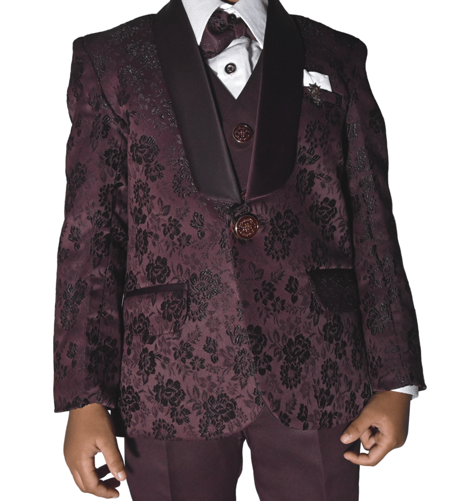 JOYHAAT Kids Boy 5 Piece Party/Wedding/Festival/Formal Wear Embroidered Tuxedo Coat Suit/Set of Full Shirt, Pant, Waistcoat, Embroidered Coat & Bow