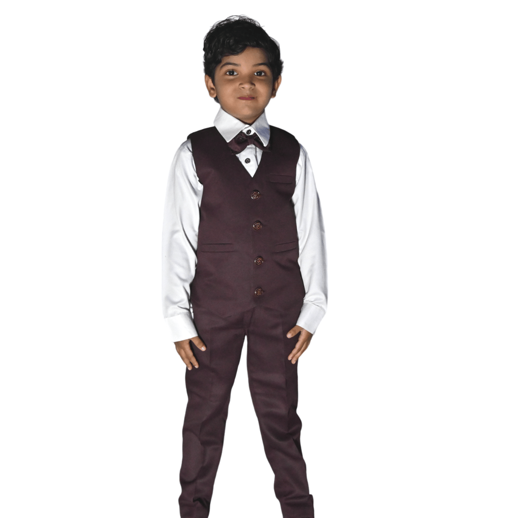 JOYHAAT Kids Boy 5 Piece Party/Wedding/Festival/Formal Wear Embroidered Tuxedo Coat Suit/Set of Full Shirt, Pant, Waistcoat, Embroidered Coat & Bow