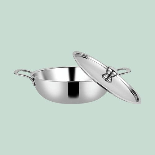 Stainless Steel Triply Kadhai with SS Lid - Cookware | Buy online on ZillyBuy