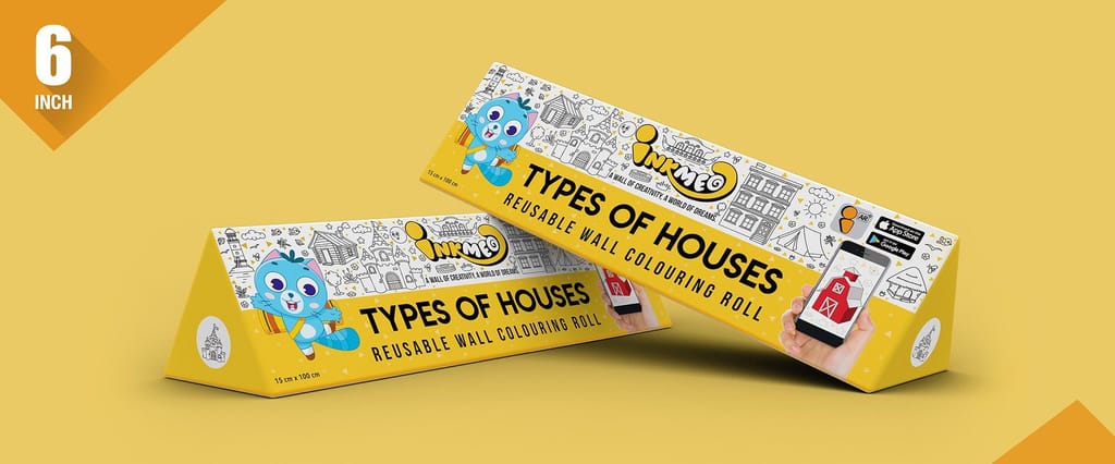 Types of Houses Reusable Wall Colouring Roll (6 inch)-AR Enhanced Learning