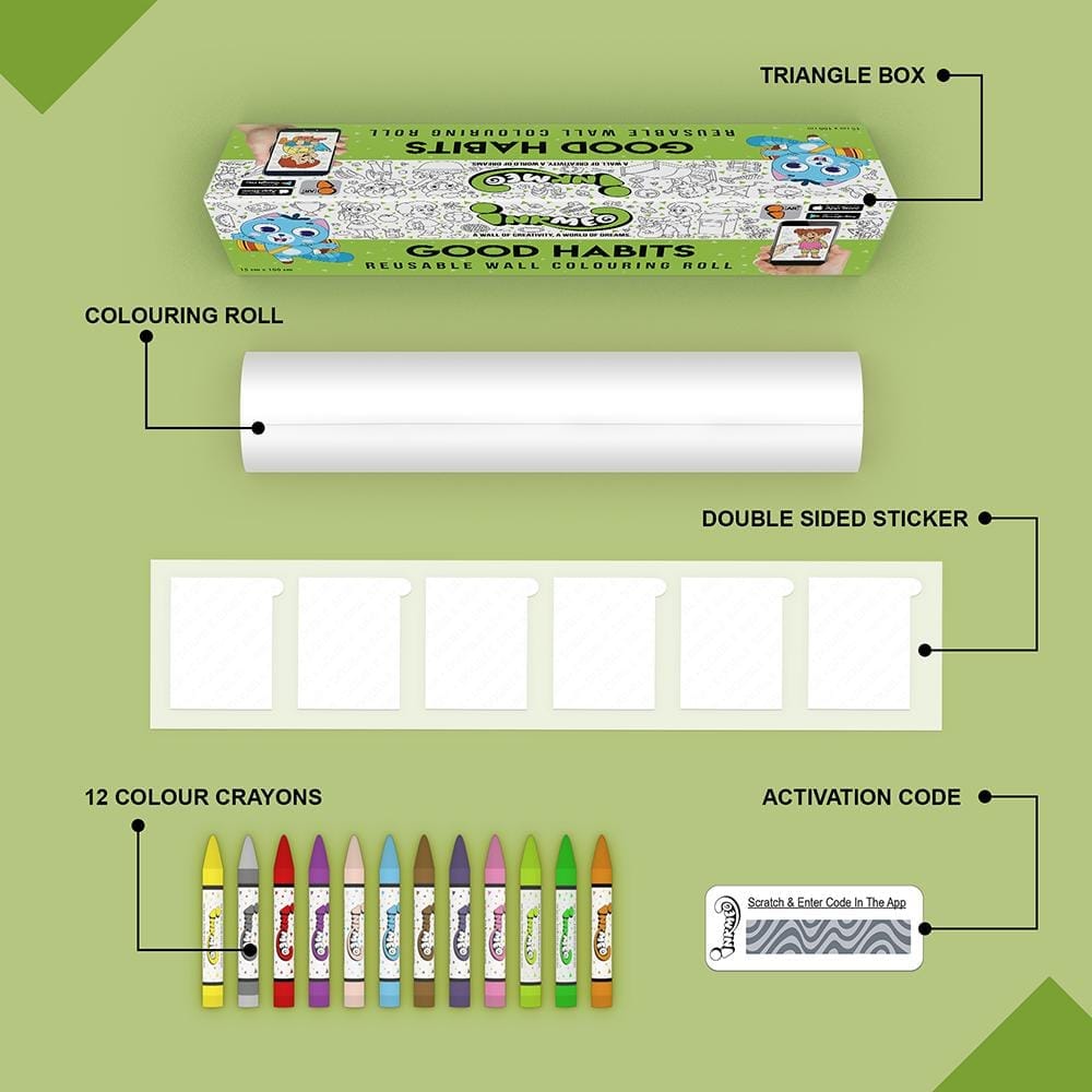 Good Habits Reusable Wall Colouring Roll (6 inch)-Augmented Learning