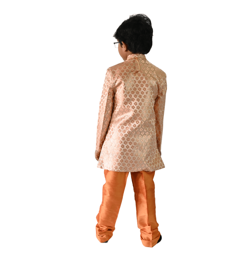 JOYHAAT Kids Boy's Indo western Stylish Ethnic Wear With Peach Color/Set Of Sherwani and Pant
