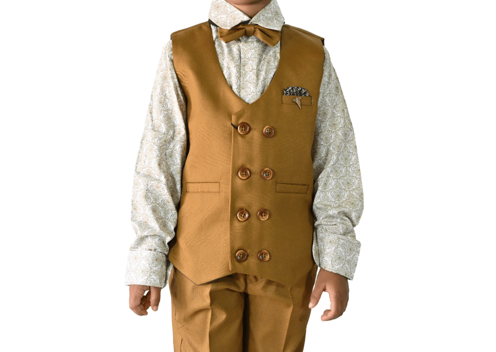 JOYHAAT Kids Boy's 4 Piece Jacket Suit For Party/Wedding/Formal/Festival With Brown Color