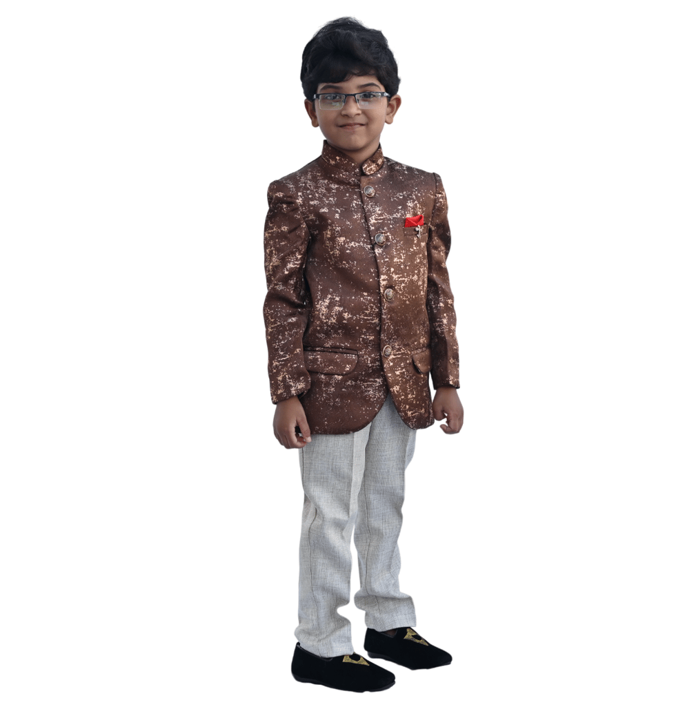 JOYHAAT Kids Boy's Jodhpuri Suit For Party/Wedding/Formal/Festival With Brown Color