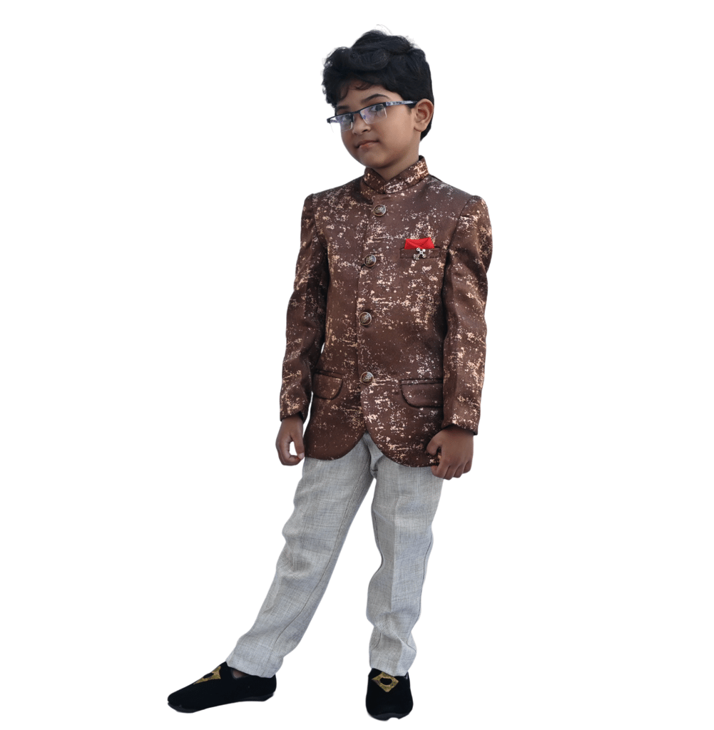 JOYHAAT Kids Boy's Jodhpuri Suit For Party/Wedding/Formal/Festival With Brown Color