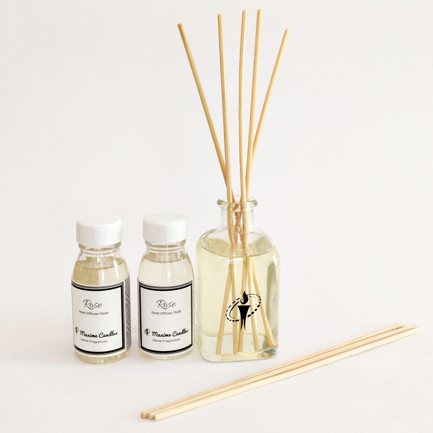Glass Bottle Reed Diffuser with Rose Aroma Oil - GR2
